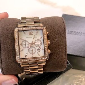 Michael Kors Rose Gold Diamond Pearl Large Watch